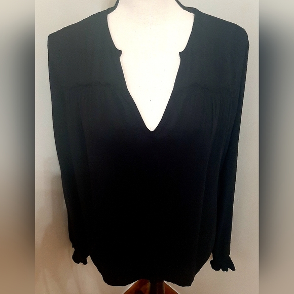 NWT Bobi Los Angeles Split Neck Long Sleeve Blouse Top - Picture 5 of 10